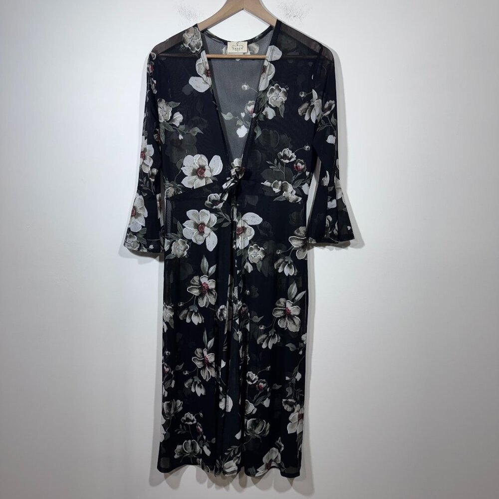 Ember Long Sheer Floral Fairy Duster Cardigan Front Tie Womens S Whimsigoth Boho